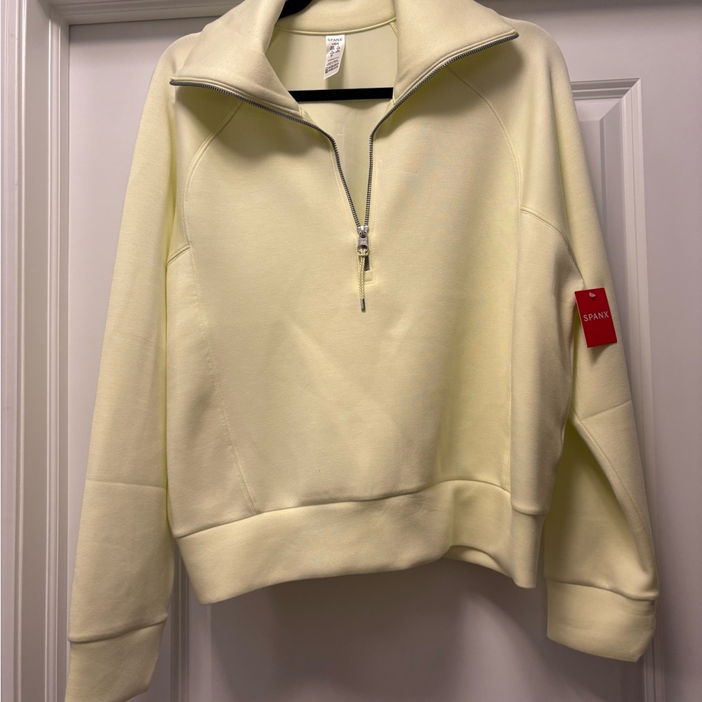 SPANX AirEssentials Half Zip NWT Size L in Lemon Lime